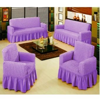 Eldost Ticaret Polyester Bürümcük Jakarlı Süngersiz Armürlü Giydirmeli Mor Sekizli Koltuk Örtüsü 180x230 cm