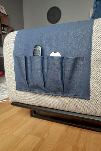 Jeggly Suni Deri Saçaklı Süngersiz Çiçek Desenli Lacivert Tekli Koltuk Örtüsü