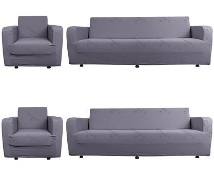 Bloom Home Polyester Likralı Süngersiz Düz Giydirmeli Lastikli Gri Dörtlü Koltuk Örtüsü 200x230 cm