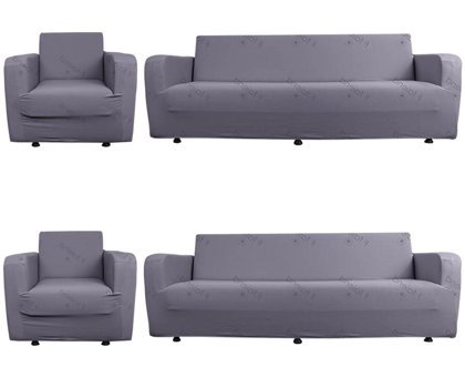 Bloom Home Polyester Likralı Süngersiz Düz Giydirmeli Lastikli Gri Dörtlü Koltuk Örtüsü 200x230 cm