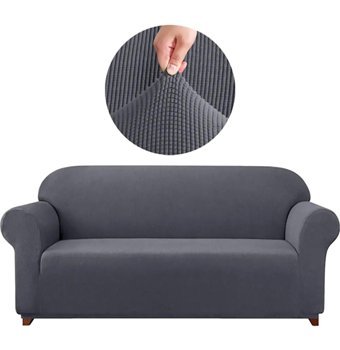 Uytm Pamuklu - Polyester Bürümcük-Likralı Süngerli Çizgili Giydirmeli Antrasit Tekli Koltuk Örtüsü 180x230 cm