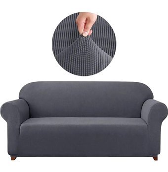 Uytm Pamuklu - Polyester Bürümcük-Likralı Süngerli Çizgili Giydirmeli Antrasit Tekli Koltuk Örtüsü 180x230 cm