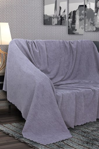 As Homes Pamuklu - Polyester Süngersiz Mermer Desenli Antrasit Tekli Koltuk Örtüsü 180x215 cm