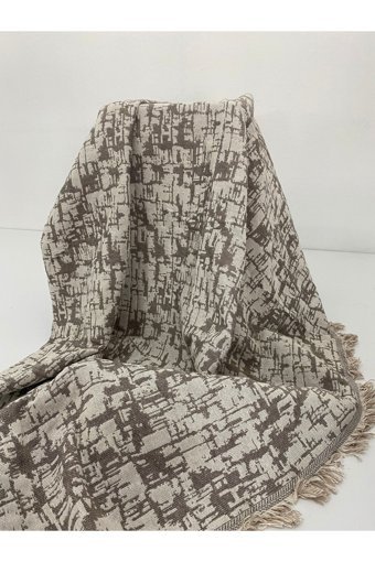 Aksesuar Püsküllü Süngersiz Armürlü Bej Tekli Koltuk Örtüsü 180x200 cm