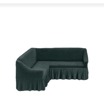 Akbu Pamuklu - Polyester Bürümcük Fırfırlı Süngersiz Giydirmeli Lastikli Yeşil Tekli Koltuk Örtüsü 180x350 cm