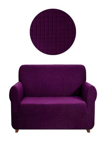Karahanlı Polyester Süngersiz Pitikare Desenli Giydirmeli Mor Tekli Koltuk Örtüsü 140x180 cm