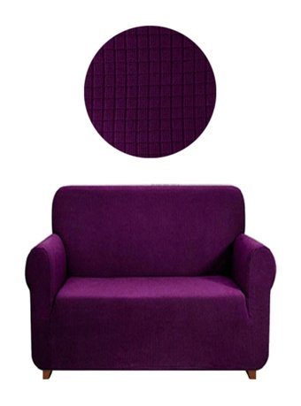 Karahanlı Polyester Süngersiz Pitikare Desenli Giydirmeli Mor Tekli Koltuk Örtüsü 140x180 cm