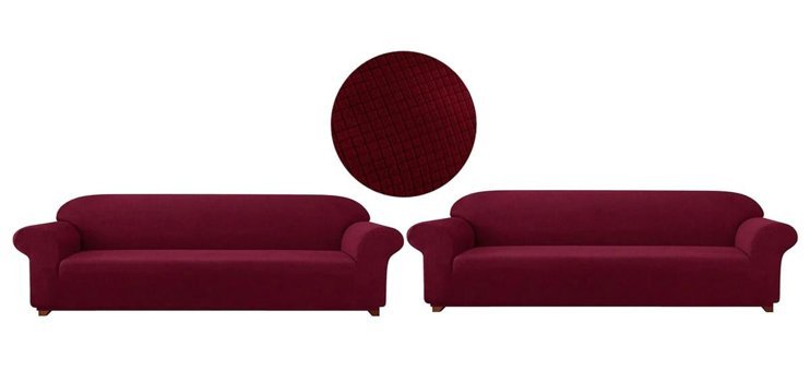 Güzelevim Polyester Likralı Süngersiz Düz Giydirmeli Bordo İkili Koltuk Örtüsü 180x230 cm