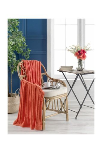 Betires Home TZ-14017 Akrilik-Pamuklu Süngersiz Turuncu Tekli Koltuk Örtüsü 130x170 cm