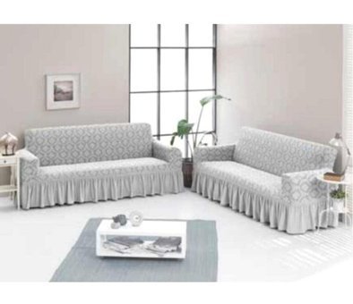 Elgeyar Pamuklu - Polyester Likralı Jakarlı Süngersiz Giydirmeli Bej Altılı Koltuk Örtüsü 180x215 cm