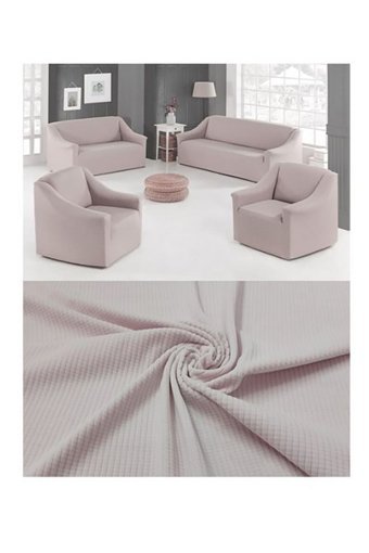 Mehira Tesettür Polyester Likralı Süngersiz Düz Giydirmeli Gri Dörtlü Koltuk Örtüsü 180x230 cm