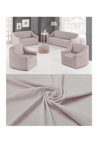 Mehira Tesettür Polyester Likralı Süngersiz Düz Giydirmeli Gri Dörtlü Koltuk Örtüsü 180x230 cm