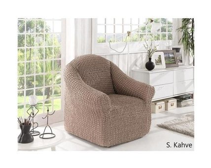 Elgeyar Polyester Bürümcük Jakarlı Süngersiz Armürlü Giydirmeli Kahverengi Tekli Koltuk Örtüsü 110x150 cm
