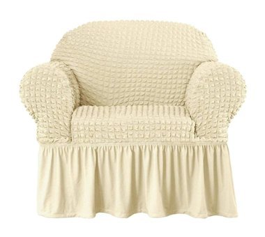 Özmakan Pamuklu - Polyester Bürümcük Jakarlı Süngersiz Düz Giydirmeli Bej Tekli Koltuk Örtüsü 80x120 cm