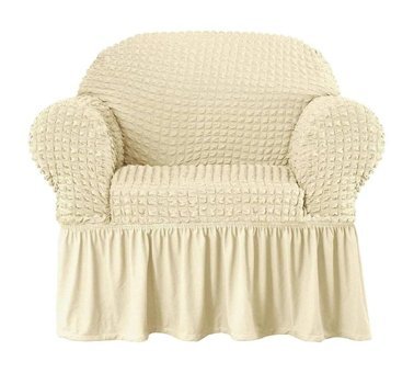 Özmakan Pamuklu - Polyester Bürümcük Jakarlı Süngersiz Düz Giydirmeli Bej Tekli Koltuk Örtüsü 80x120 cm