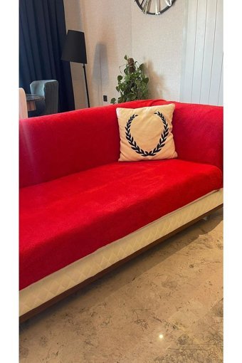 Mulberry Wellsoft Polyester Süngersiz Düz Kırmızı Tekli Koltuk Örtüsü 220x230 cm