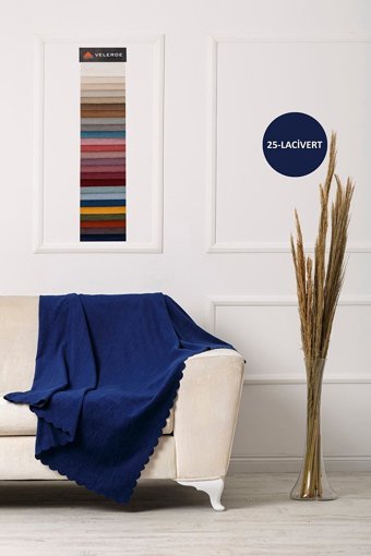 Kendim Lorisa Pamuklu Süngersiz Düz Lacivert Tekli Koltuk Örtüsü 175x210 cm