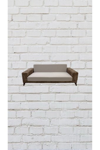 Şahane Ev Mikro Polyester Likralı Jakarlı Süngersiz Düz Giydirmeli Lastikli Kahverengi İkili Koltuk Örtüsü 78x55 cm