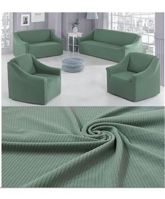 Güzelevim Polyester Likralı Süngersiz Kırçıllı Giydirmeli Gri 3-3-1-1 Koltuk Örtüsü 180x230 cm