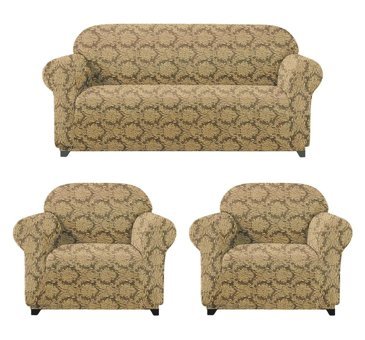 Elgeyar Polyester Likralı Jakarlı Süngersiz Giydirmeli Kahverengi Beşli Koltuk Örtüsü 180x230 cm