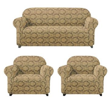 Elgeyar Polyester Likralı Jakarlı Süngersiz Giydirmeli Kahverengi Beşli Koltuk Örtüsü 180x230 cm