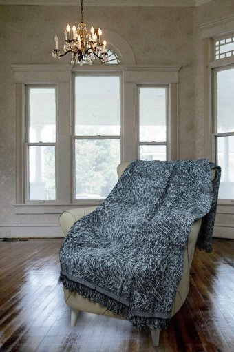 Sardia Home Pamuklu - Polyester Tay Tüyü Saçaklı Süngersiz Çizgili Siyah Tekli Koltuk Örtüsü 170x220 cm