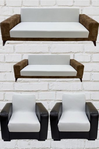 Şahane Ev Mikro Polyester Likralı Jakarlı Süngersiz Düz Giydirmeli Lastikli Bej Üçlü Koltuk Örtüsü 55x8 cm