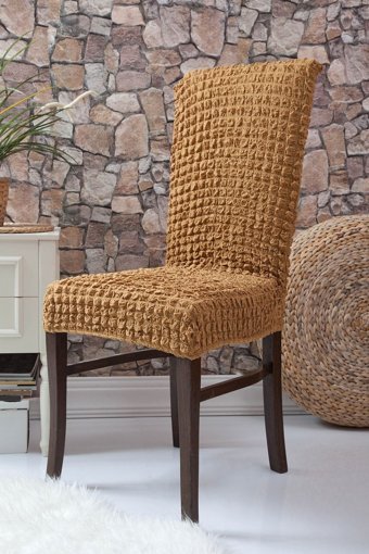 Uygar Home Pamuklu - Polyester Bürümcük-Likralı Süngersiz Petek Desenli Giydirmeli Bej Tekli Koltuk Örtüsü