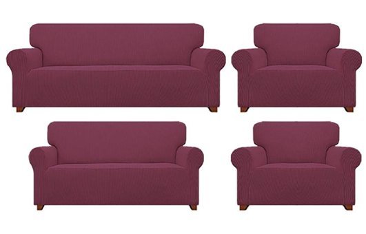 Eldost Ticaret Polyester Likralı Jakarlı Süngersiz Armürlü Giydirmeli Pembe Yedili Koltuk Örtüsü 180x230 cm