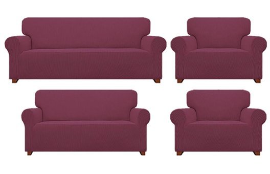 Eldost Ticaret Polyester Likralı Jakarlı Süngersiz Armürlü Giydirmeli Pembe Yedili Koltuk Örtüsü 180x230 cm