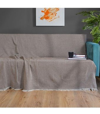 Home Mod Store Pamuklu Saçaklı Süngersiz Geometrik Desenli Bordo Tekli Koltuk Örtüsü 210x170 cm