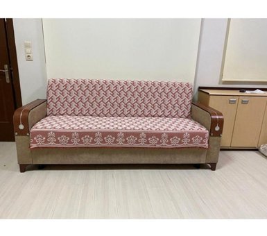 Genç Uludağ Pamuklu Püsküllü Süngersiz Kiremit Tekli Koltuk Örtüsü 180x220 cm