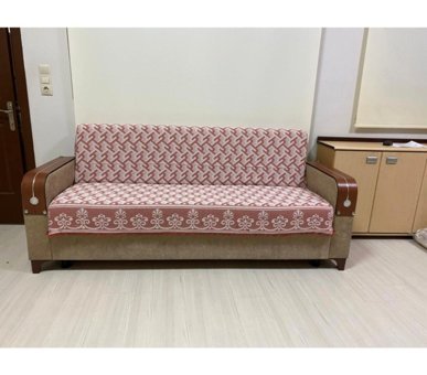 Genç Uludağ Pamuklu Püsküllü Süngersiz Kiremit Tekli Koltuk Örtüsü 180x220 cm