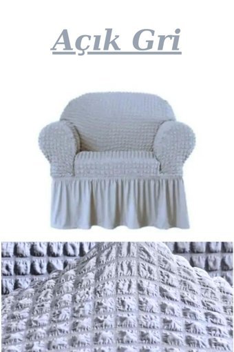 Furkanticaret Polyester Bürümcük Süngersiz Kapitone Giydirmeli Krem Tekli Koltuk Örtüsü 180x230 cm