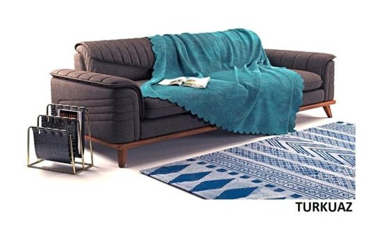 A.S.T Topdağı Tekstil Şönil Süngersiz Düz Turkuaz Tekli Koltuk Örtüsü 180x220 cm