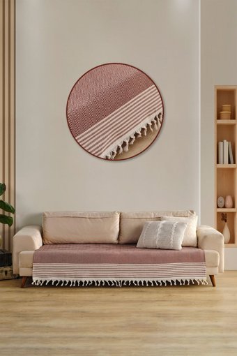 Vagonik Sofia Pamuklu Polar Saçaklı Süngersiz Düz Bordo Tekli Koltuk Örtüsü 115x201 cm