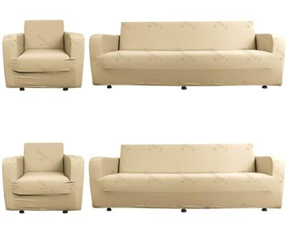 Any Polyester Süngersiz Düz Giydirmeli Lastikli Bej Dörtlü Koltuk Örtüsü 70x230 cm