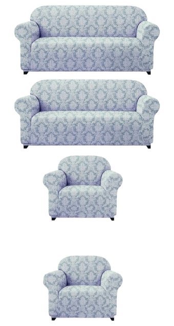 Furkanticaret Jakarlı Süngersiz Damask Desenli Giydirmeli Krem 3-3-1-1 Koltuk Örtüsü 180x230 cm