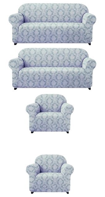 Furkanticaret Jakarlı Süngersiz Damask Desenli Giydirmeli Krem 3-3-1-1 Koltuk Örtüsü 180x230 cm