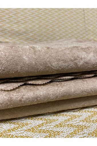 Çıkrıkçı Tekstil Pamuklu - Polyester Polar Jakarlı Süngerli Kahverengi Üçlü Koltuk Örtüsü 175x210 cm