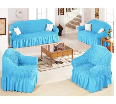 Heytgah Pamuklu - Polyester Bürümcük-Likralı Süngersiz Kapitone Giydirmeli Turkuaz Tekli Koltuk Örtüsü 180x230 cm