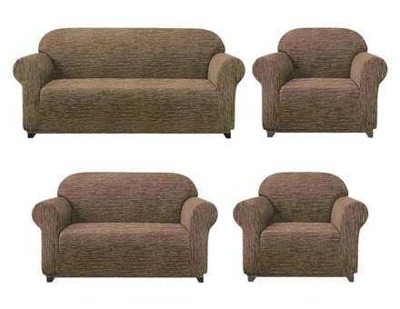 Furkanticaret Jakarlı Süngersiz Kırçıllı Giydirmeli Kahverengi 3-3-1-1 Koltuk Örtüsü 180x230 cm