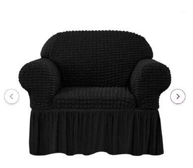 Elgeyar Pamuklu - Polyester Bürümcük Jakarlı Süngersiz Armürlü Giydirmeli Siyah Tekli Koltuk Örtüsü 70x80 cm