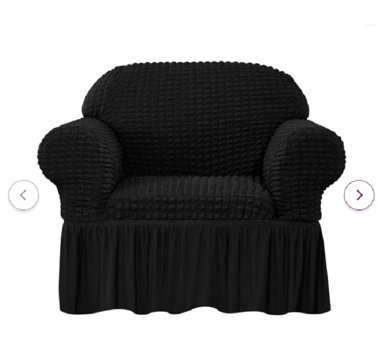 Elgeyar Pamuklu - Polyester Bürümcük Jakarlı Süngersiz Armürlü Giydirmeli Siyah Tekli Koltuk Örtüsü 70x80 cm