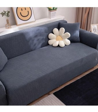 Akyol Home Bambu - Pamuklu Likralı Süngersiz Petek Desenli Giydirmeli Lastikli Gri Tekli Koltuk Örtüsü 180x230 cm