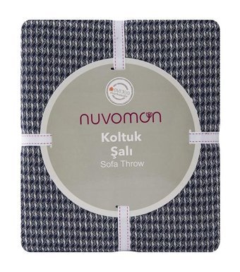 Nuvomon Pamuklu - Polyester Süngersiz Armürlü Lacivert Tekli Koltuk Örtüsü 170x226 cm