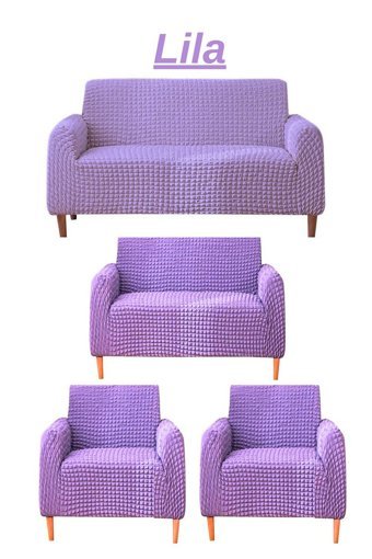 Ensari Karaoğlu Pamuklu - Polyester Bürümcük Jakarlı Süngersiz Armürlü Giydirmeli Mor Yedili Koltuk Örtüsü 180x230 cm