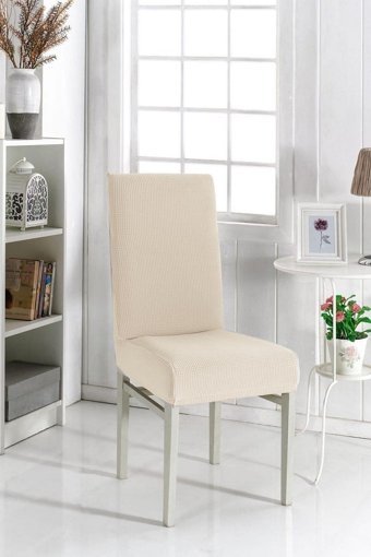 Karahanlı Pamuklu - Polyester Likralı Süngersiz Çiçek Desenli Bej Koltuk Örtüsü 34x48 cm