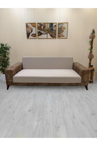 Afd Collection AFD-102 Polyester Süngersiz Düz Giydirmeli Lastikli Bej Tekli Koltuk Örtüsü 60x190 cm