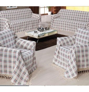 Abnturk Pamuklu Süngersiz Kareli Gri Tekli Koltuk Örtüsü 180x215 cm
